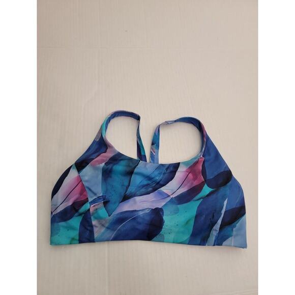 Athleta Crop Tank Top Womens Medium Removable Pads Sport Bra Multicolor - Picture 1 of 6